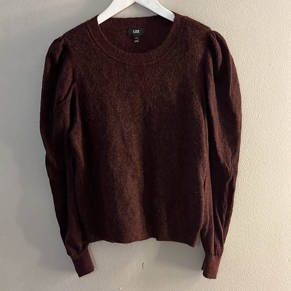 Line Mohair Blend Puff Sleeve Sweater Size Large - Picture 1 of 5